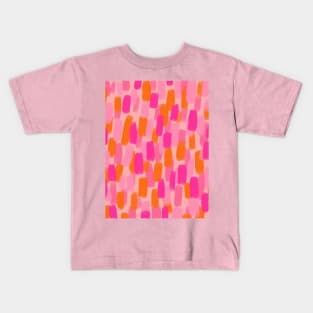 Abstract, Pink with Orange, Paint Brush Effect Kids T-Shirt